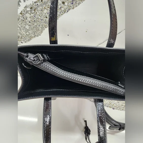 MARC JACOBS Mini Grind Patent Crossbody Tote In Black - Picture 8 of 15